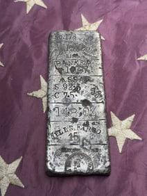 CIVIL WAR 14.8 OZT .999 FINE SILVER WELLS FARGO & CO. BAR FROM M.C. STEWARD HOSPITAL