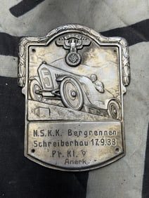 WW2 GERMAN NSKK AUTOSOIDU 1933 BADGE PLAQUE