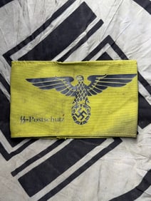 EARLY WW2 GERMAN STRIGHT WINGS WAFFEN-SS POSTSCHUTZ ARMBAND