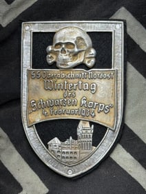 WWII GERMAN WAFFEN SS 1934 WINTERTAG BADGE BY RZM