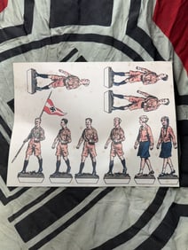 NSDAP Third Reich HITLER YOUTH HJ BDM Cardboard Toy cutout figures WWII German