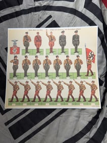 WW2 German Toy Dolls Paper Sheet Including Adolf Hitler