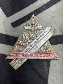 WW2 German NSKK Motorgruppe Alpenland 1939 Plaque – Alpine Kombination (1st Place Winner)