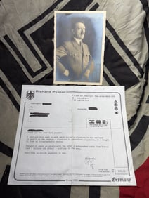 WW2 GERMAN ADOLF HITLER HAND-SIGNED POSTCARD WITH COA