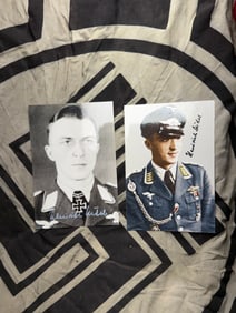 WW2 GERMAN SET OF (2) SIGNED PHOTOGRAPHS OF HEINRICH SUDEL