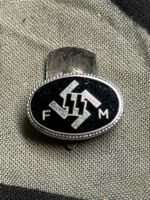 WW2 German SS FM Enamel Membership Cufflink By RZM