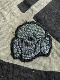 WW2 German Waffen-SS Bevo Cap Skull, Service Worn