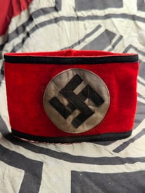 German WWII SS Member's Wool & Rayon Multi-Piece Armband - Service Used With RZM Cloth Tag