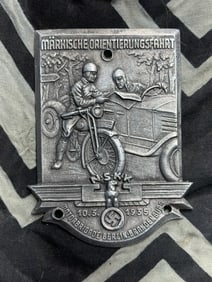 WW2 German NSKK Participant Plaque - Brandenburg Orienteering Event 1935