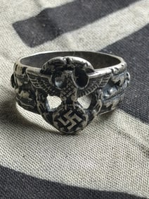 WWII GERMAN THIRD REICH WAFFEN SS NSDAP POLICE RING IN 800 SILVER