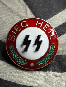 WW2 GERMAN WAFFEN SS SIEG HEIL ENAMEL LARGE PIN BADGE BY RZM 215/41 GES. GESCH. DESCHLERSOHN