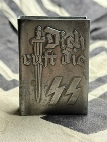 WW2 German "Dich ruft die SS" Propoganda Matchbox holder By Ges. Gesch.