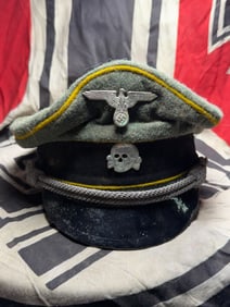 Rare WW2 German Waffen SS Officer Visor Cap With RZM Paper Tag