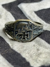 GERMAN WW2 Division Großdeutschland Pz.Division Enamel 800 Silver Ring
