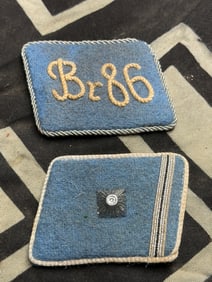 WW2 German SA collar tabs Sturm 35 Hochland Obertruppführer With RZM Paper Tag