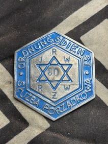 WW2 BADGE OF JEWISH POLICE SERVICE JÜDISCHER ORDNUNGSDIENST POLISH POLAND