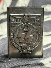 EARLY WW2 GERMAN WAFFEN SS TOTENKOPF MATCHBOX SILVER CASE