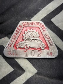 WW2 German Third Reich VW Beetle Car Repair Shop Badge.