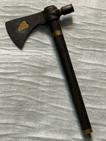 1800'S Cheyenne Indians Native American Smoking Pipe Tomahawk with Brass Heart Inlay