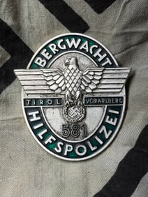 WW2 German Bergwacht Hilfspolizei Badge Tirol & Vorarlberg, Austria (c. 1938–1945)