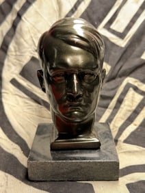 Rare WW2 German Adolf Hitler Bust On Marble Base