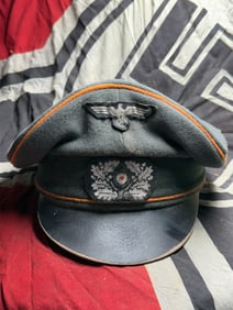 WW2 German Army Officer’s Visor Cap (Heer Artillery Branch) — Germany, circa 1939–1945 By Erel