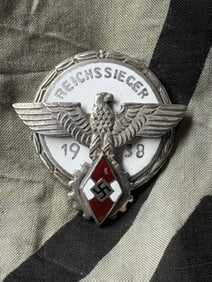WW2 German Hitler Youth Reichssieger Badge, National Trade Competition Award By G. Brehmer,