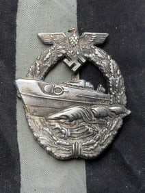 WW2 German Kriegsmarine E-Boat Badge and “Erinnerungen?? Memory Album By Schwerin & Sohn.