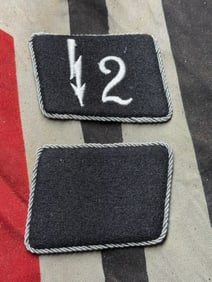 WW2 German Waffen-SS Collar Tabs — 2nd SS Panzer Division “Das Reich,?? circa 1940–1945