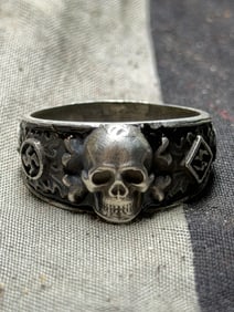 Totenkopf Honor 900 Silver Ring (SS-Ehrenring), WW2 Germany, circa 1933–1945