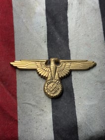 WW2 GERMAN WAFFEN SS EAGLE VISOR CAP BADGE