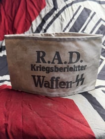 WWII-Era German RAD War Correspondent Armband – “R.A.D. Kriegsberichter Waffen-SS?? Marking
