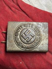 WWII German Army Belt Buckle – “Gott Mit Uns?? Pattern, Metal Construction