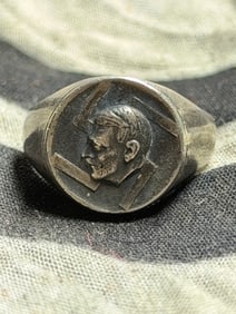 WW2 GERMAN ADOLF HITLER 800 SILVER BIRTHDAY RING - VET BRING BACK