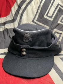 WWII German Panzer Officer’s Field Cap – Black Wool, RZM Marked Interior