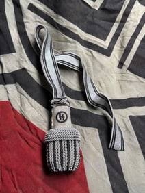 WWII German Officer’s Dress Sword Knot (Portepee) – Silver Bullion with Black Accents