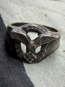 WWII German Paratrooper Ring in 800 Silver – Luftwaffe Fallschirmjäger Design