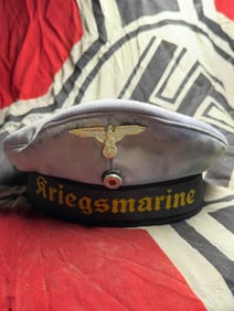 WWII German Kriegsmarine Sailor’s Cap – 1943 Dated with Original Insignia and Tally
