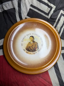 WW2 German Adolf Hitler Propaganda Ceramic Plate, 1930s–1940s By Original Gerz