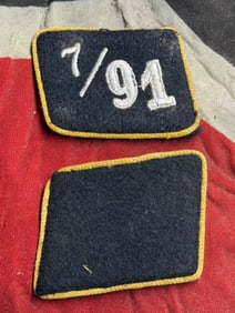 Pair of WW2 German Waffen SS Collar Tabs, Numbered “7/91 With RZM Paper Tag
