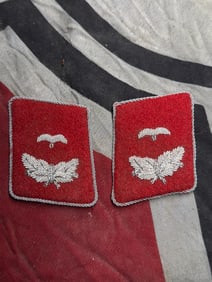 PAIR OF WW2 GERMAN LUFTWAFFE FLAK OFFICER COLLAR TABS WITH RZM PAPER TAG