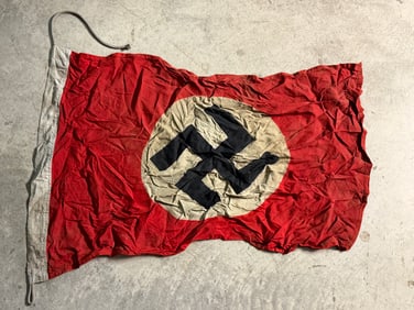 WW2 GERMAN DOUBLE SIDED NSDAP POLITICAL BUILDING FLAG