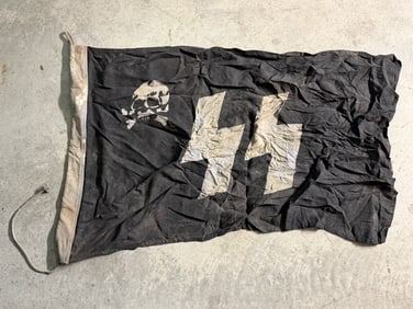 RARE WW2 GERMAN TOTENKOPF SS DOUBLE SIDED FLAG