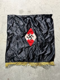 RARE WW2 GERMAN HITLER YOUTH SILK BANNER FLAG WITH RZM PAPER TAG