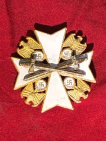 WW2 German Order (Deutscher Orden), Knight’s Cross with Swords — 900 Silver Marked