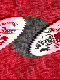 American WWII Anti-Axis Propaganda Button: “Exterminate These 3 Rats