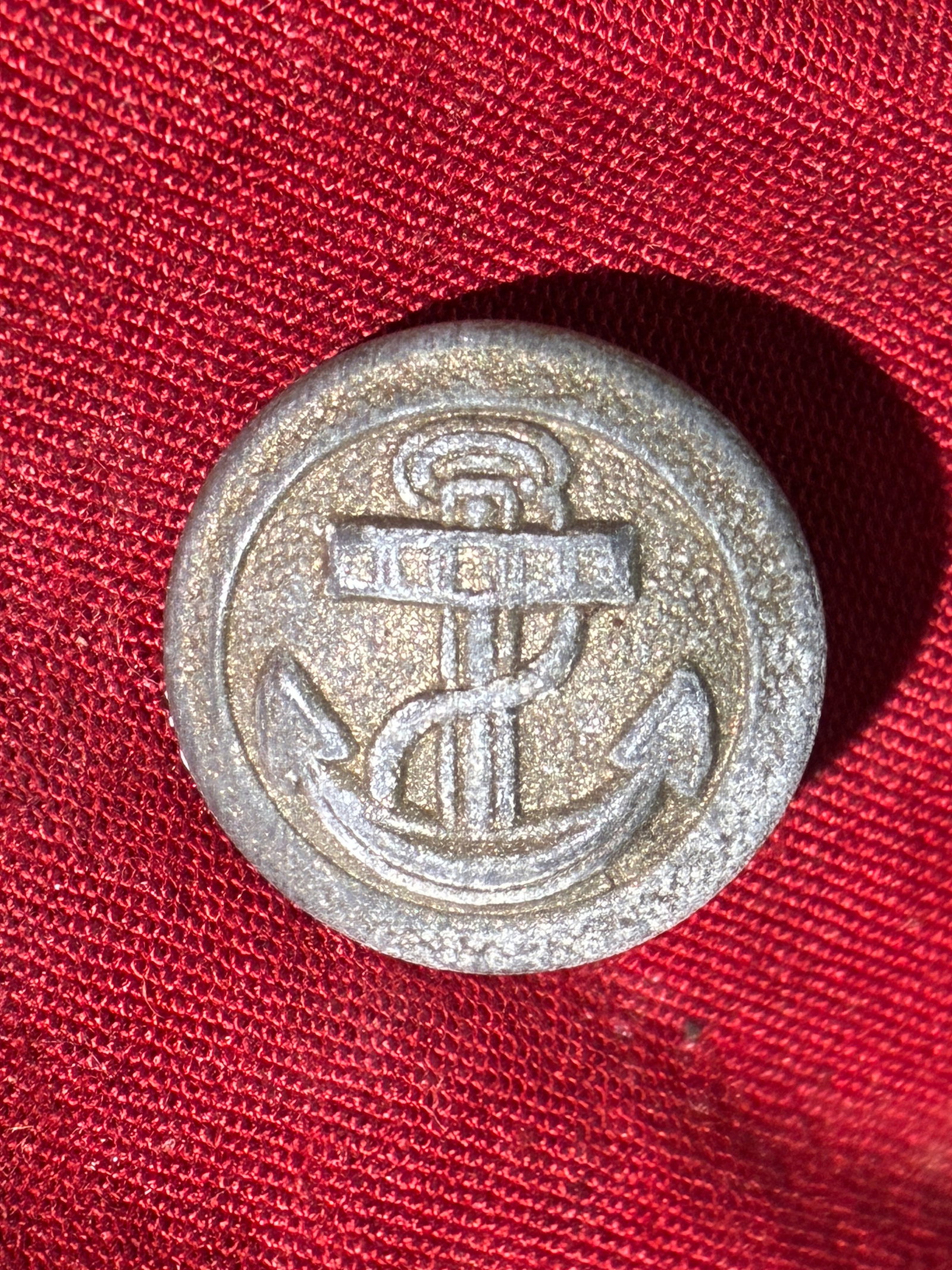 WW2 German Labour Front (DAF) Uniform Button, ca. 1930s–1945: This small metal button once formed part of the standardized uniform of the Deutsche Arbeitsfront (DAF)—the German Labour Front—established in 1933 to replace free trade unions under National Soci