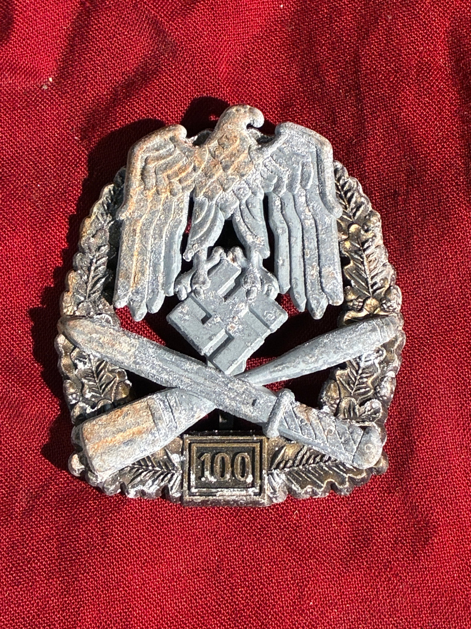 WW2 German Close Combat Clasp, Grade “100?? (Heavily Corroded Example), ca. 1944–45 By JFS: This object is a severely corroded example of a Close Combat Clasp (Nahkampfspange), awarded by Nazi Germany during the Second World War to soldiers who had engaged in prolonged and repeated hand-to-h