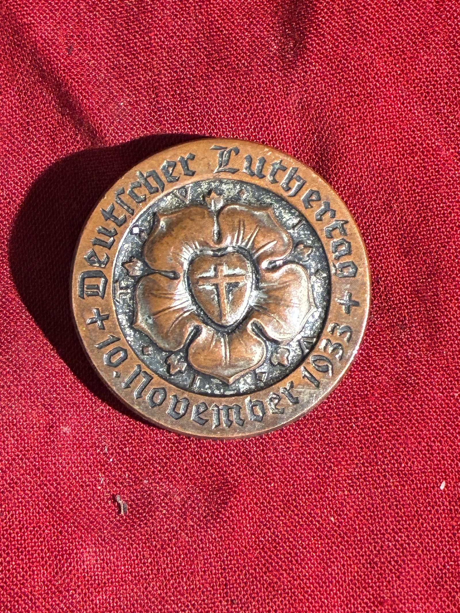 WW2 German “Deutscher Luthertag Commemorative Badge – 10 November 1933: This commemorative badge was issued for the Deutscher Luthertag (“German Luther Day”) held on 10 November 1933, marking the 450th birthday of Martin Luther, the seminal figure of the Protestan