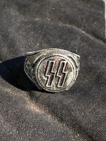 SCARCE WW2 GERMAN WAFFEN SS OFFICER SILVER RING
